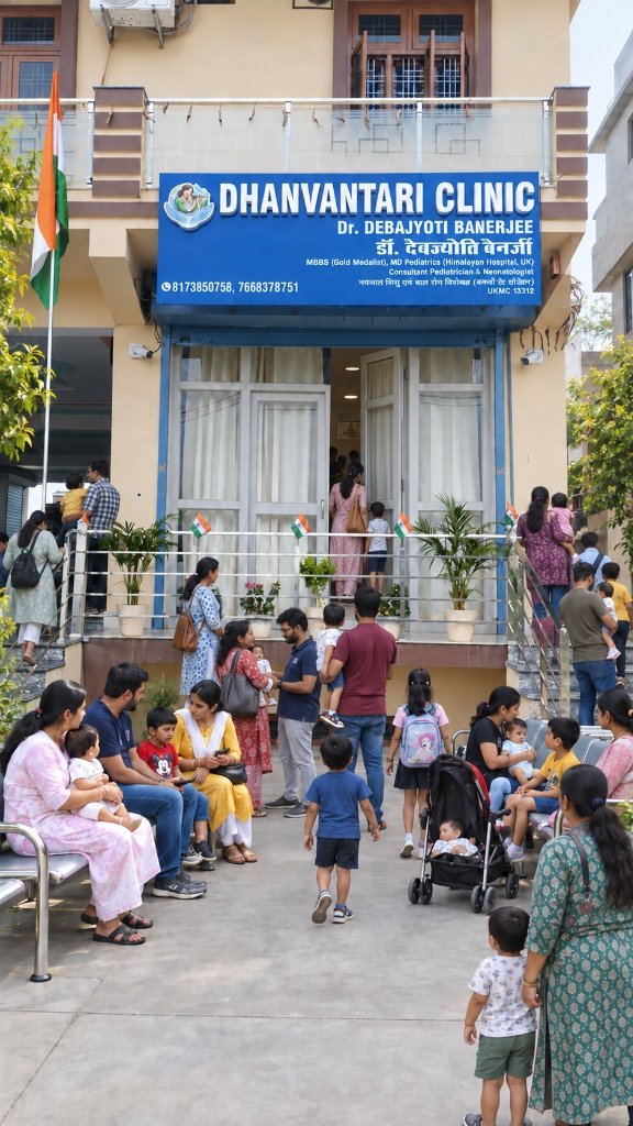 Dhanvantari Clinic Building and Patient Entrance in Athoorwala